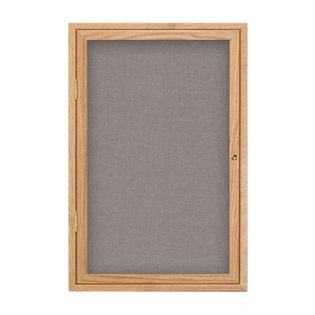 United Visual Products Single Door Enclosed Radius EZ Tack Board, 36"x36", Gold/Grey UV7002EZ-GREY-GOLD